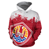 French Polynesia ll Over Hoodie Tahiti Grunge Style - Polynesian Pride