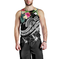 Papua New Guinea Polynesian Men's Tank Top - Summer Plumeria (Black) - Polynesian Pride
