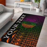 American Samoa Custom Personalised Area Rug - AS Seal Rocket Style Black - Polynesian Pride