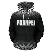 Pohnpei All Over Zip up Hoodie Black Fog Style - Polynesian Pride