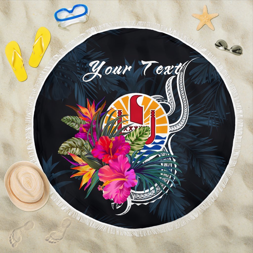 Tahiti Polynesian Custom Personalised Beach Blanket - Tropical Flower One style One size Blue - Polynesian Pride