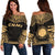 Northern Mariana Islands Polynesian Chief Women's Off Shoulder Sweater - Gold Version Gold - Polynesian Pride