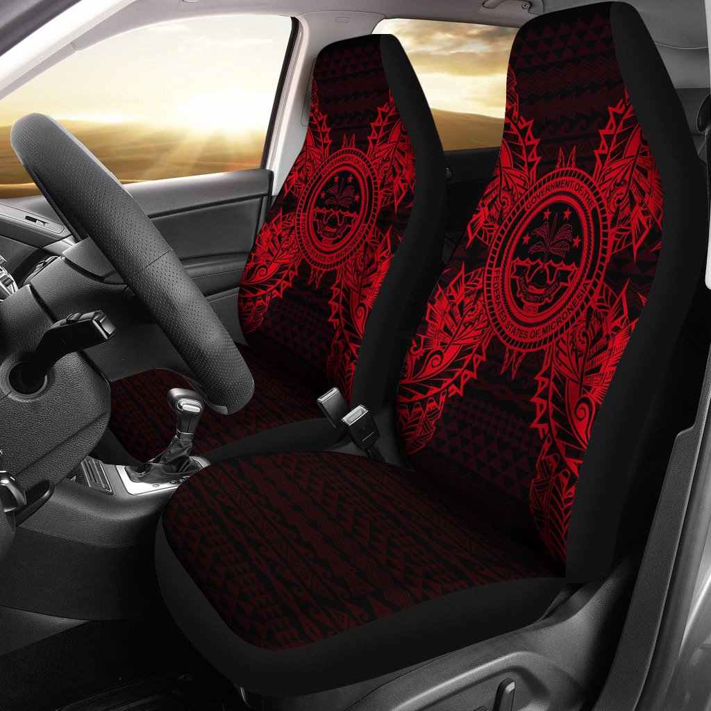 Federated States Of Micronesia Polynesia Car Seat Cover - F S M Seal Map Red Universal Fit Red - Polynesian Pride