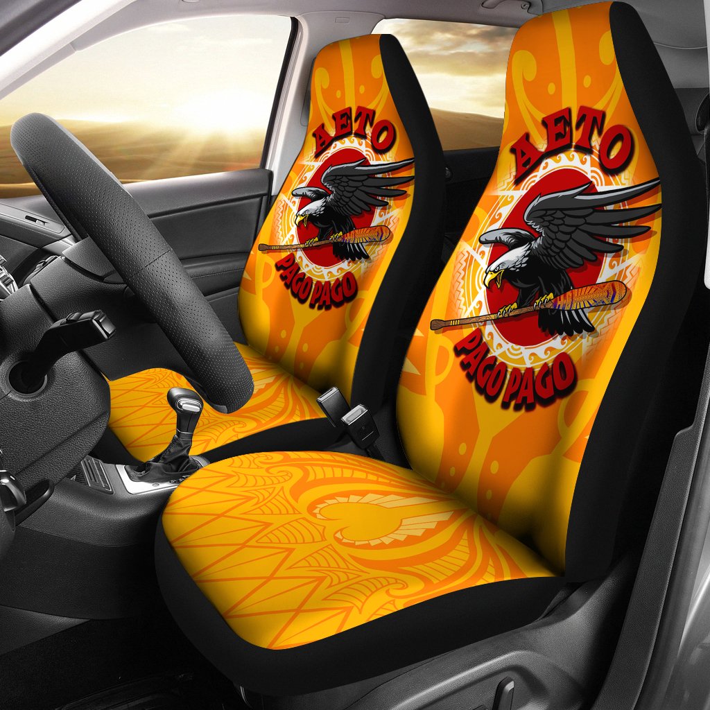 American Samoa Car Seat Covers - Aeto Pago Pago Universal Fit Yellow - Polynesian Pride