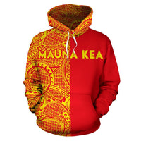 Hawaii Mauna Kea Polynesian Hoodie The Half Yellow and Red - Polynesian Pride