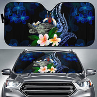 Polynesian Vanuatu Sun Shades - Turtle With Plumeria Flowers Auto Sun Shade Universal Fit Blue - Polynesian Pride