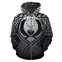 Pohnpei All Over Zip up Hoodie Lift up Black - Polynesian Pride