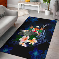 Fiji Polynesian Area Rug - Turtle With Plumeria Flowers Blue - Polynesian Pride