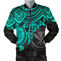 Polynesian Hawaii Bomber Jacket (Men) - Turquoise Turtle Blue - Polynesian Pride