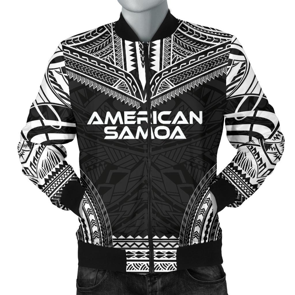 American Samoa Polynesian Chief Men's Bomber Jacket - Black Version Black - Polynesian Pride