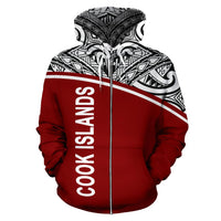 Cook Islands Polynesian Zip up Hoodie Curve Red - Polynesian Pride