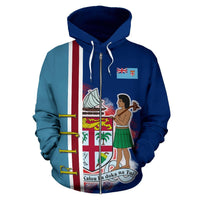 Fiji Zip up Hoodie Fiji Flag and Coat of Arms K13 - Polynesian Pride