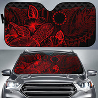 Cook Islands Auto Sun Shades Turtle Hibiscus Red Auto Sun Shade Universal Fit Red - Polynesian Pride