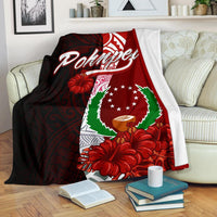 Pohnpei Micronesia Premium Blanket - Coat Of Arm With Hibiscus White - Polynesian Pride