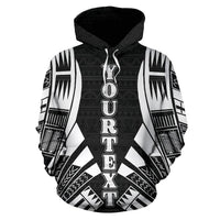 Federated States of Micronesia All Over Custom Hoodie Black Tattoo Style - Polynesian Pride