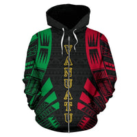 Vanuatu All Over Zip up Hoodie Polynesian Tattoo Style - Polynesian Pride