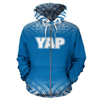 Yap All Over Zip up Hoodie Blue Fog Style - Polynesian Pride