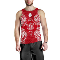 Niue Polynesian Men Tank Top Map Red White Red - Polynesian Pride