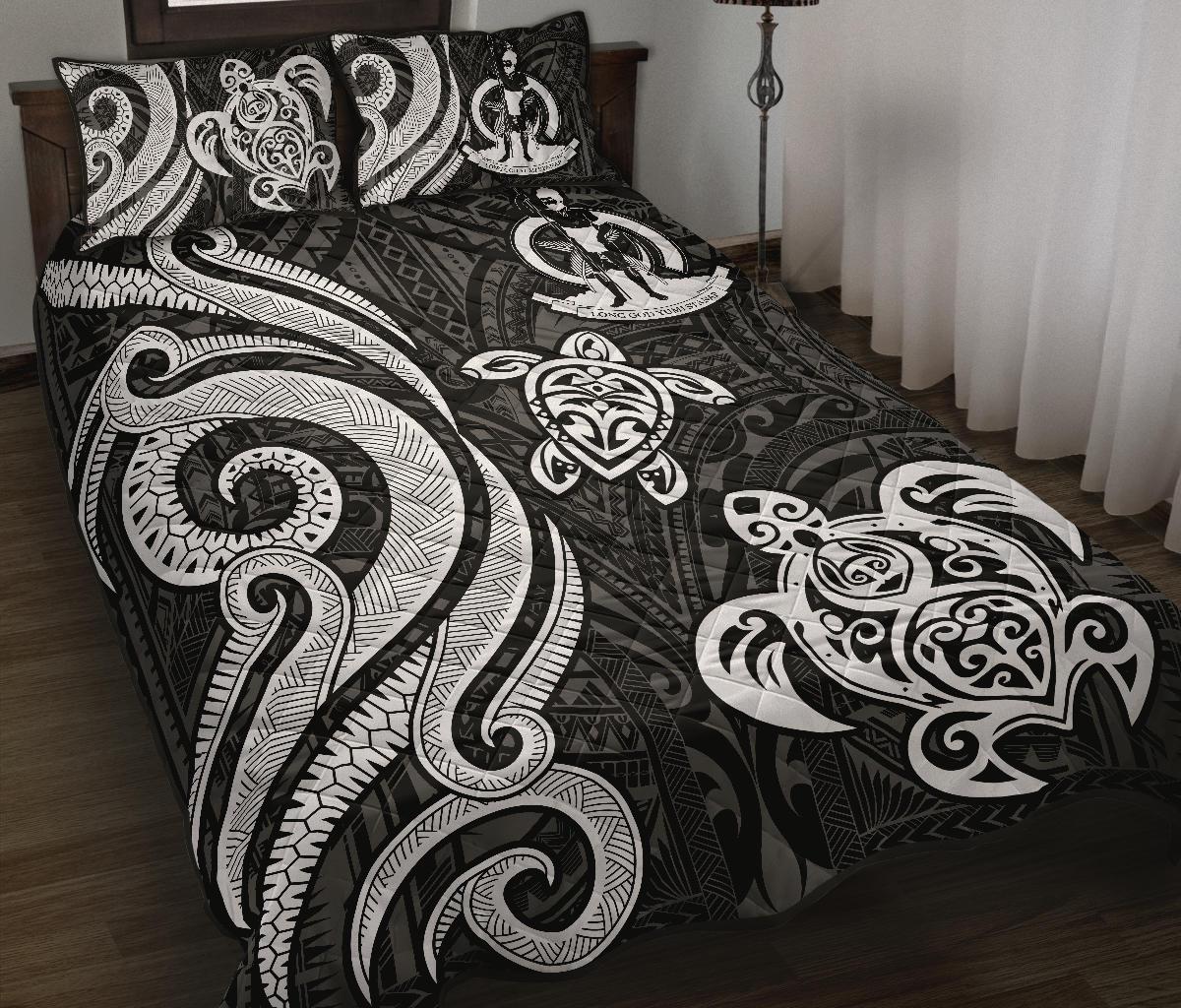 Vanuatu Quilt Bed Set - White Tentacle Turtle White - Polynesian Pride