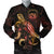 Hawaii Polynesian Men's Bomber Jacket - Turtle With Blooming Hibiscus Gold Gold - Polynesian Pride
