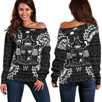 Fiji Polynesian Shoulder Sweater Map Black Black - Polynesian Pride