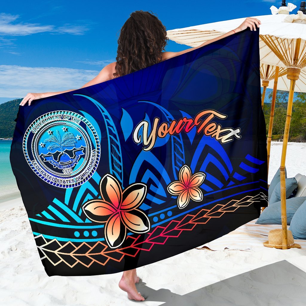 Federated States of Micronesia Custom Personalised Sarong - Vintage Tribal Moutain One Style One Size Blue - Polynesian Pride