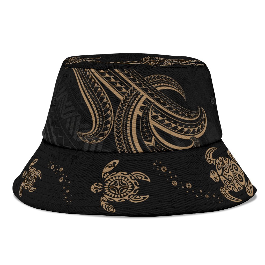 Polynesian Bucket Hat - Gold Turtle Unisex Universal Fit Gold - Polynesian Pride