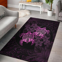 hawaii Rug - Turtle Strong Pattern Hibiscus Plumeria Pink AH Pink - Polynesian Pride