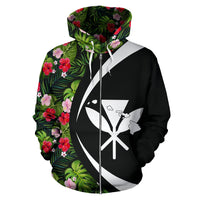 Kanaka Tropical Flower Mix Zipper Hoodie Circle Style - Polynesian Pride