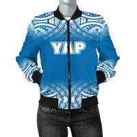 Yap Women's Bomber Jacket - Fog Blue Style Blue - Polynesian Pride