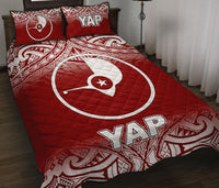 Yap Quilt Bed Set - Yap Flag Red Fog Style - Polynesian Pride