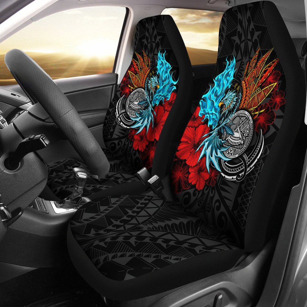 American Samoa Car Seat Covers - Polynesian Eagle Universal Fit Black - Polynesian Pride