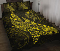 Polynesian Quilt Bed Set - Polynesian Yellow Shark Warrior Tattoo - Polynesian Pride