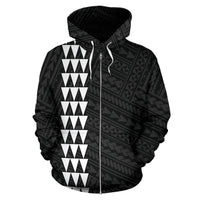 Polynesian Kakau Hammerhead Shark Map of Hawaii Zip Hoodie White - Polynesian Pride