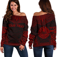 Tahiti Polynesian Chief Custom Personalised Women's Off Shoulder Sweater - Red Version Red - Polynesian Pride