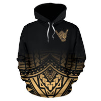 Polynesian All Over Hoodie Shaka Gold Version - Polynesian Pride