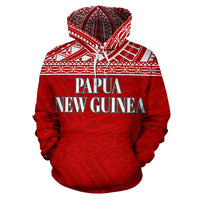 Papua New Guinea Polynesian ll Over Hoodie Red Horizontal - Polynesian Pride