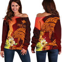 Hawaii Custom Personalised Women's Off Shoulder Sweater - Tribal Tuna Fish - Polynesian Pride