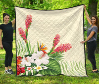 Wonderful Hibiscus Flower Premium Quilt Yellow - Polynesian Pride
