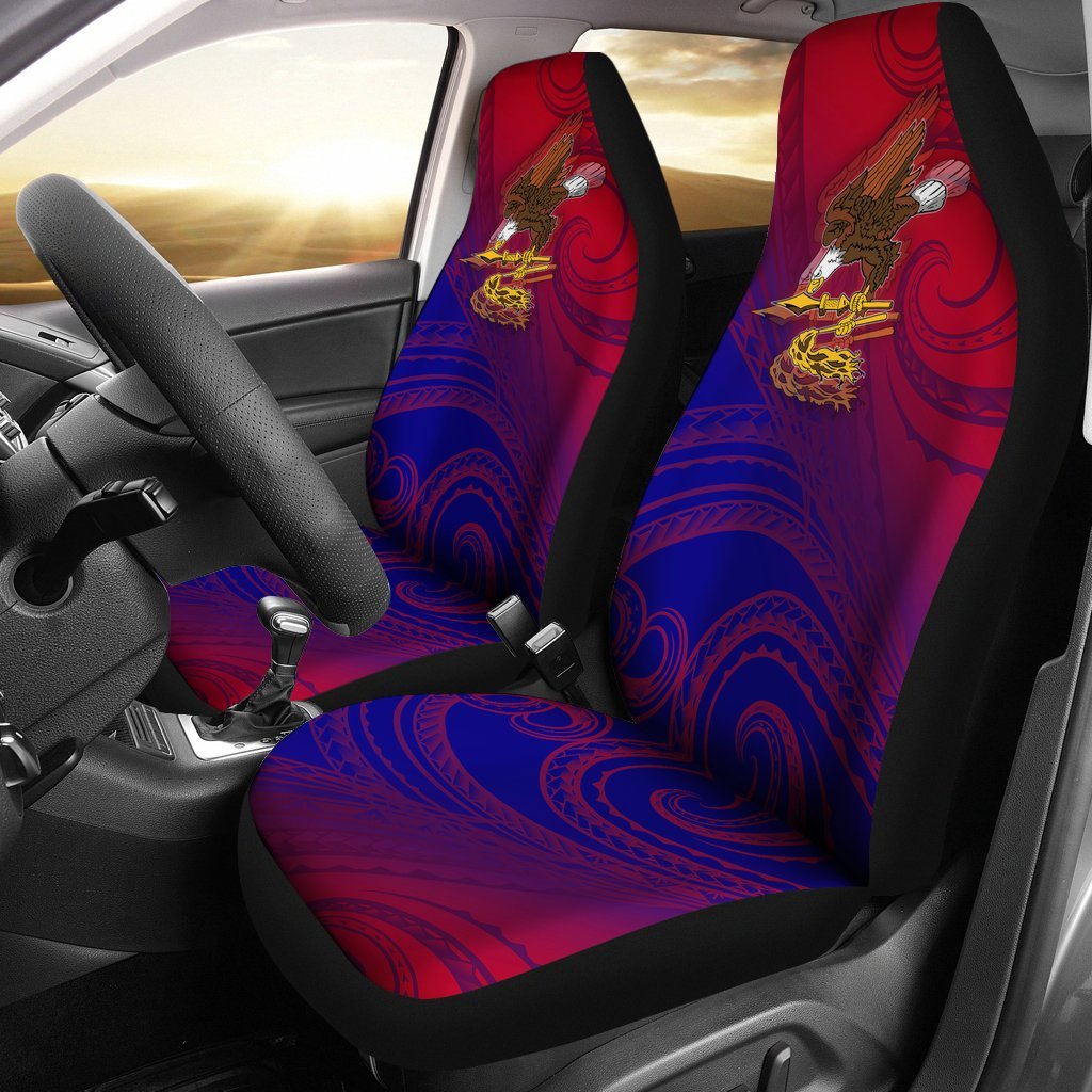 American Samoa Polynesian Car Seat Covers - Bald Eagle (Blue - Red) Universal Fit Blue - Polynesian Pride