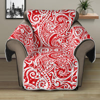 Tonga Chair Sofa Protector - Red Color Patterns Poly 28" Recliner White - Polynesian Pride