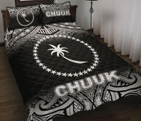 Chuuk Quilt Bed Set - Chuuk Flag Black Fog Style - Polynesian Pride