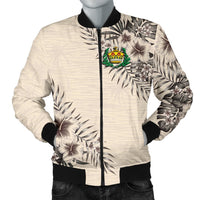 Tonga Men's Bomber Jacket - The Beige Hibiscus - Polynesian Pride