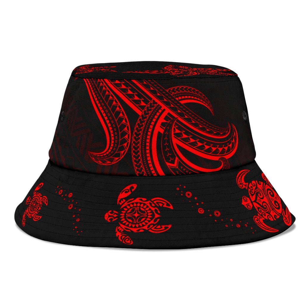 Polynesian Bucket Hat - Red Turtle Unisex Universal Fit Red - Polynesian Pride