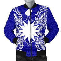 Nauru Polynesian Men's Bomber Jacket Map Blue Blue - Polynesian Pride