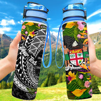 Fiji Custom Personalised Hydro Tracking Bottle - Seal Spiral Polynesian Patterns Hydro Tracking Bottle - Fiji 32oz Large Black - Polynesian Pride