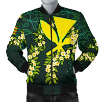 Polynesian Hawaii Men Bomber Jacket - Ti Leaf Lei Turtle Green - Polynesian Pride