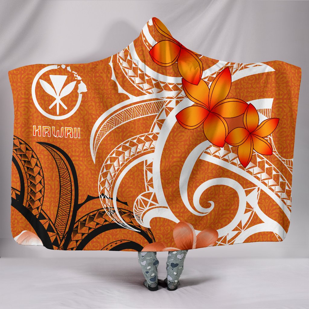 Hawaii Hooded Blanket - Hawaiian Spirit Hooded Blanket Orange - Polynesian Pride