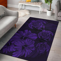 Hawaiian Map Hibiscus Flowers Vintage Polynesian Rug AH Rug Purple - Polynesian Pride