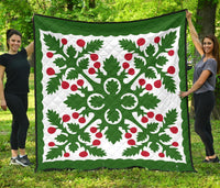 Hawaiian Fresh Fruit Tropical Pattern Premium Quilt - Green - Argu Style - AH Green - Polynesian Pride